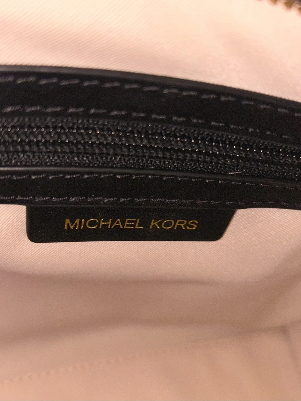 MICHAEL Michael Kors Black & Cream Canvas satchel with leather trim